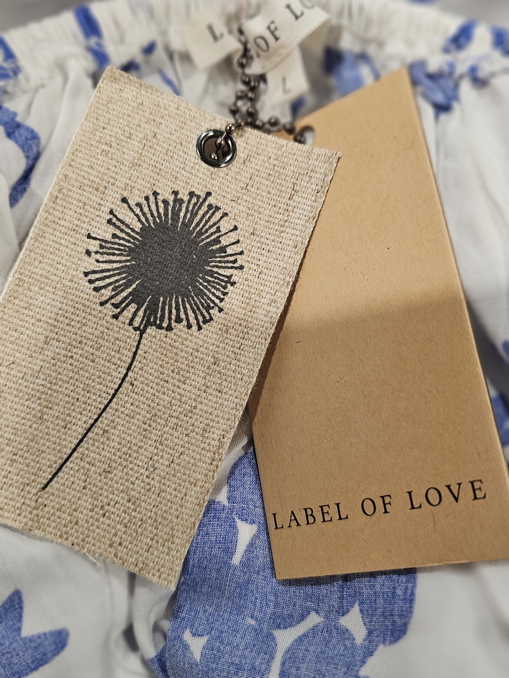 Label of Love Off Shoulder Maxi Dress Blue White Mediterranean Print Small NWT - Picture 2 of 8